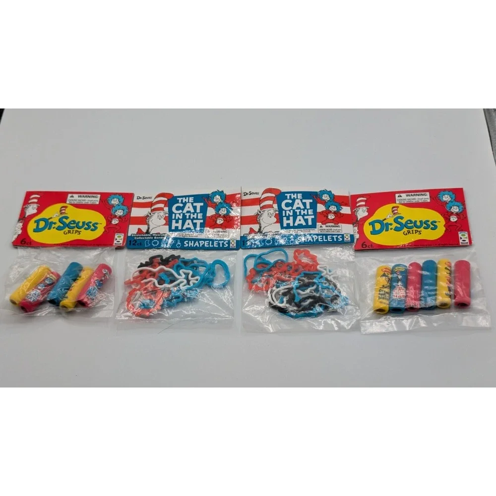 Dr. Seuss Lot Of 11 Items - Pencils, Stickers, Erasers, Grips, Shapelets & Trim
